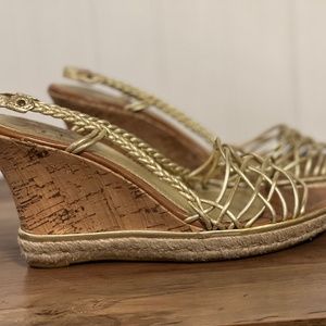 Cole Haan Cork and Gold Wedges